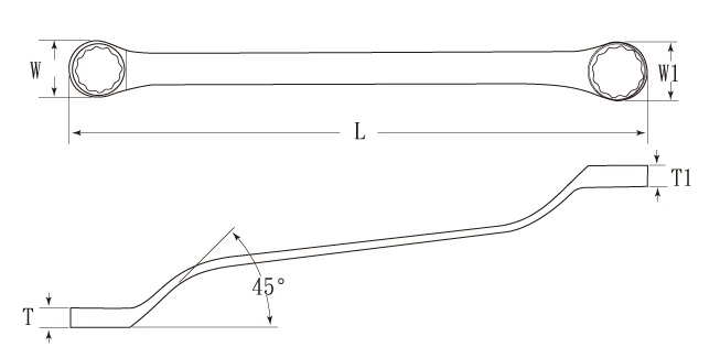 1102S/SA Double Ring Wrench 45° Offset-(Short)