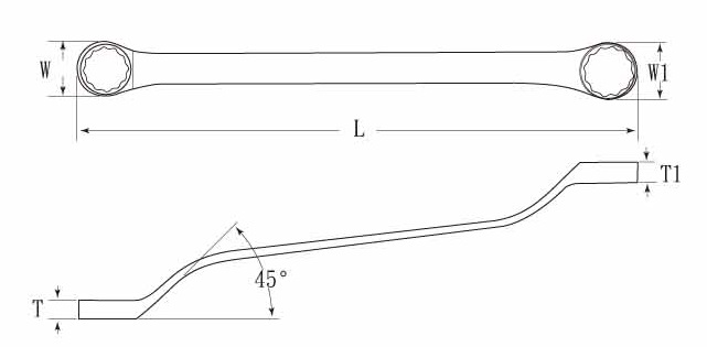 1102S/SA Double Ring Wrench 45° Offset-(Short)