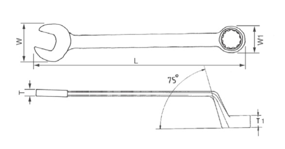 11633M- 75° Combination Wrench