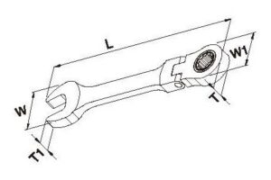 1165FS- Open-End Gear Ring Wrench with Flex-Joint (Stubby)