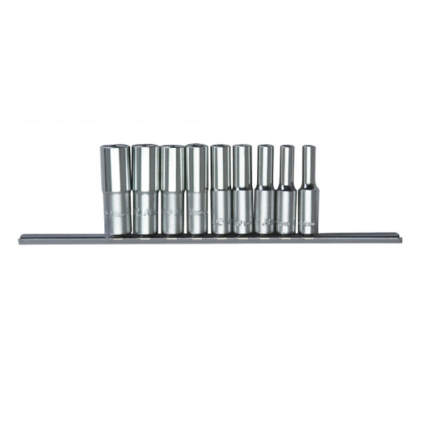 2609MD/AD 長套筒工具組 Deep Hand Socket Set-台灣製造9件套 (6 角) 1/4驅動