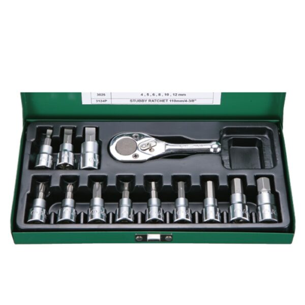 3613- Bit Socket Wrench Set- 3/8" Drive- 13 Pcs