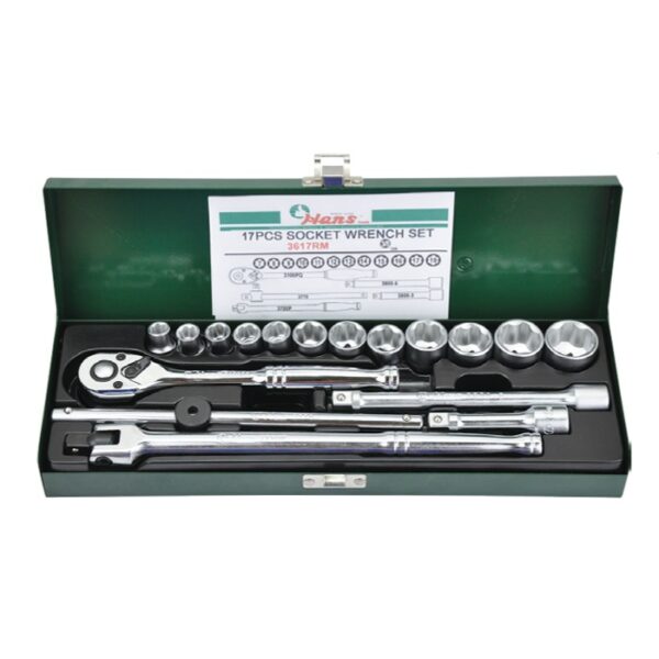 3617RM- Socket Wrench Set- 3/8" Drive- 17 Pcs