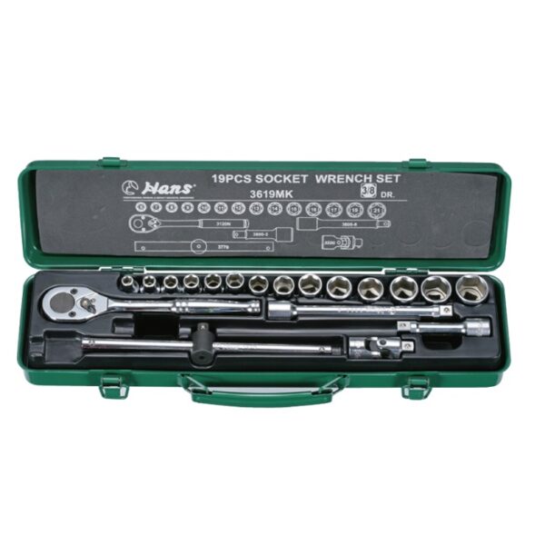 3619MKP/AP- Socket Wrench Set- 3/8" Drive- 19 Pcs