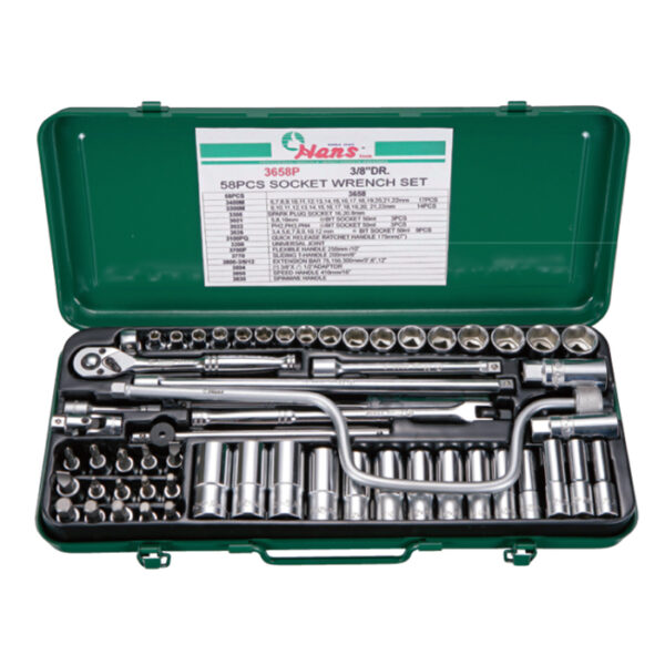 3658P- Socket Wrench Set- 3/8" Drive- 58 Pcs