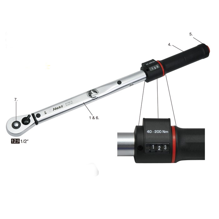 Quick Release Torque Wrench with Dual Scale- Clicker Type-(Extended Long) 3/4"and 1"Drive