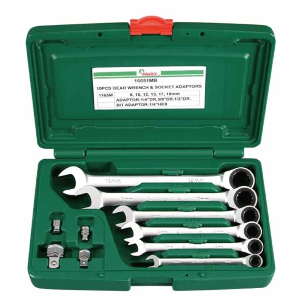 16651MB- Open-End Gear Ring Wrench Set with Adaptors