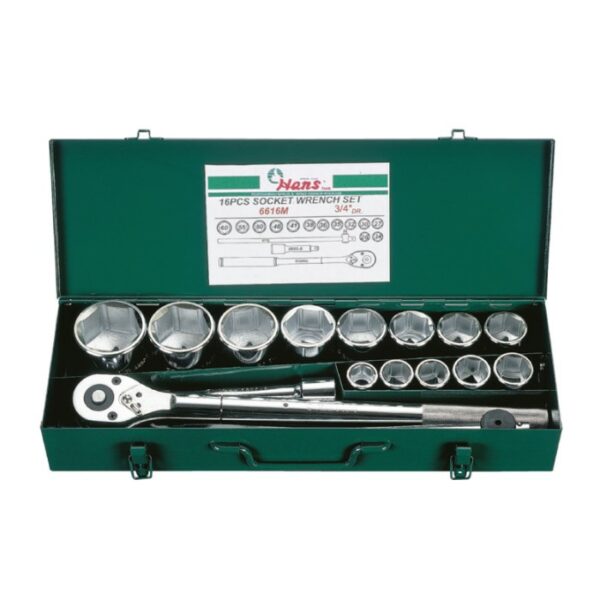 6616M- Socket Wrench Set- 3/4" Drive- 16 Pcs